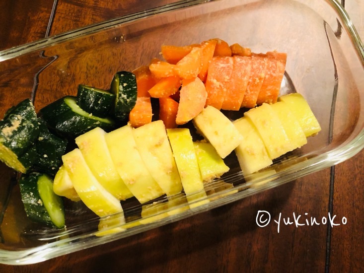 無印の発酵ぬかどこ補充用だけで作って完成したぬか漬け